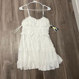 White Ruffled Mini Dress